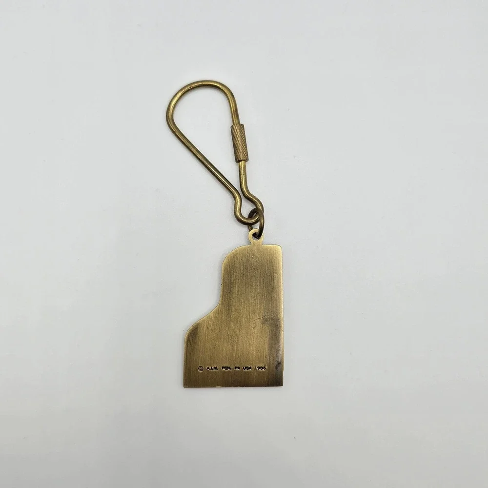 Vtg A.I.M. PGH Beethoven Piano‎ Keychain Brass USA Made 1986 Music Lover Gift